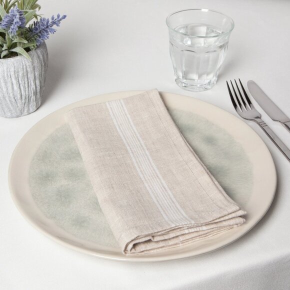 Danica Heirloom Set of 4 Maison White Stripe Linen Napkins - Picture 1 of 7
